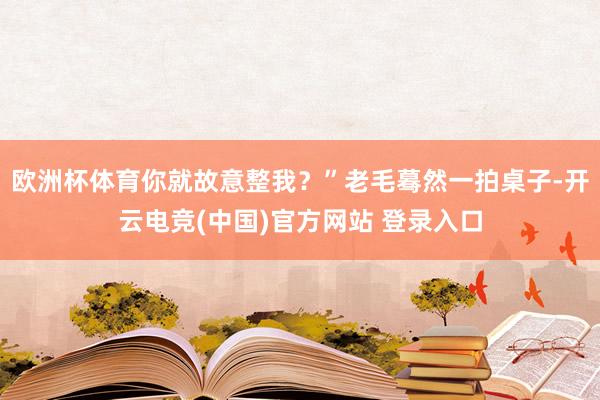 欧洲杯体育你就故意整我？”老毛蓦然一拍桌子-开云电竞(中国)官方网站 登录入口